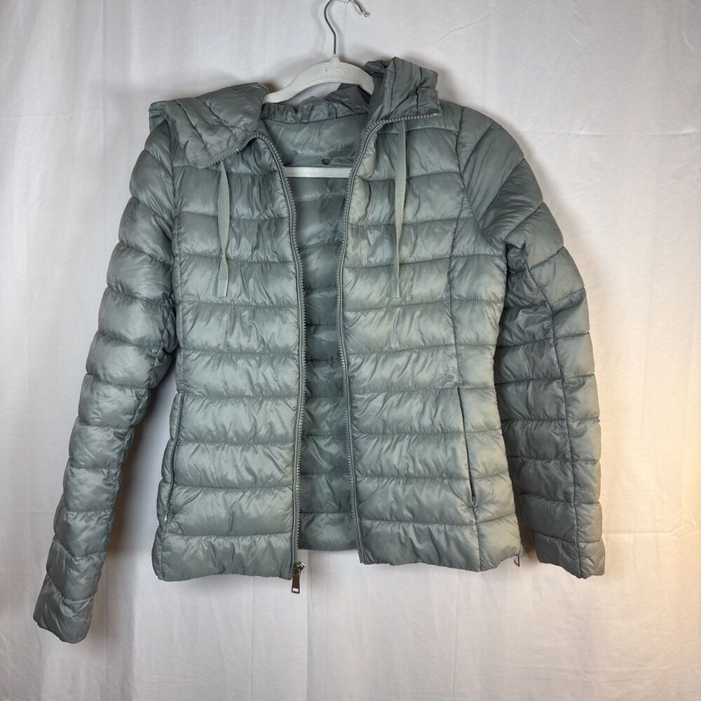 Antonio Melani Light Green Puffer Jacket With Hood Size XS Preowned